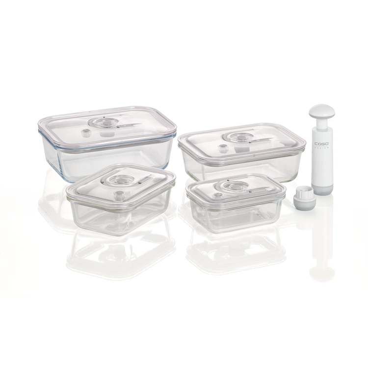 Vakuumbehållarsats (Glas) 4-pack med pump