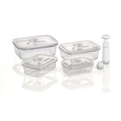 Vakuumbehållarsats (Glas) 4-pack med pump