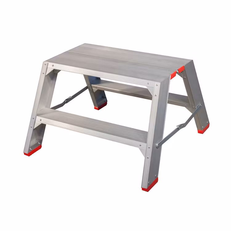 Produktbild på arbetsbock Super Proff från Jumbo i anodiserad aluminium med 2 steg och röda detaljer, artikelnr TSXB202.