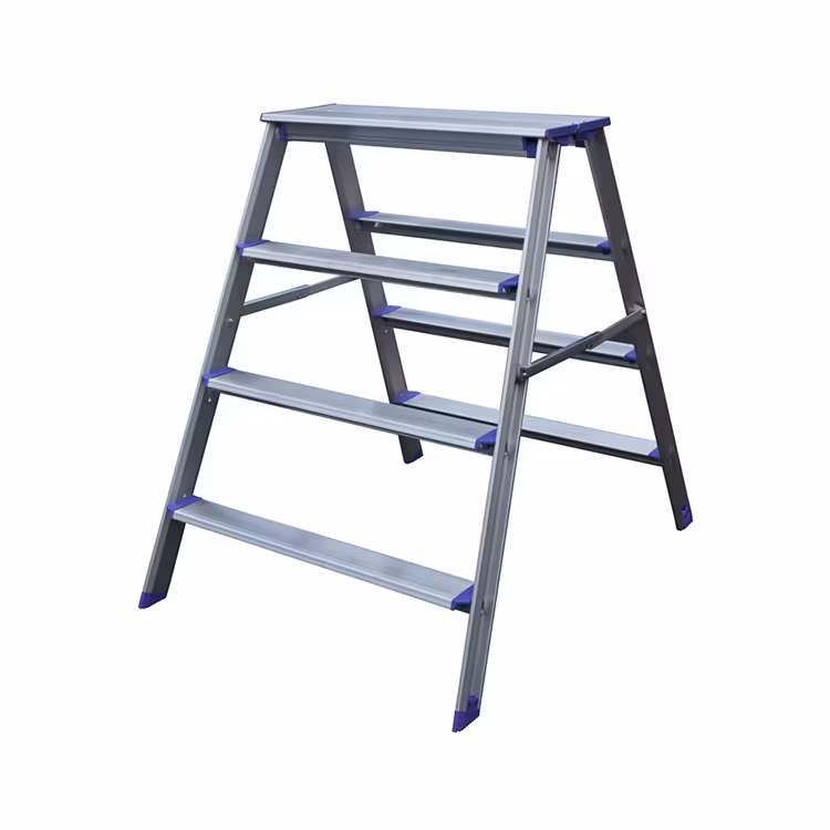 Produktbild på arbetsbock Pro Classic från Jumbo i anodiserad aluminium med 4 steg och blå detaljer, artikelnr ABM204.