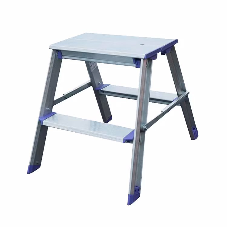 Produktbild på arbetsbock Pro Classic från Jumbo i anodiserad aluminium med 2 steg och blå detaljer, artikelnr ABM202.