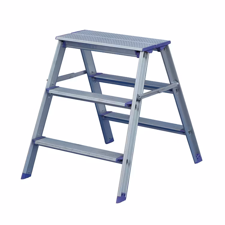 Produktbild på arbetsbock Pro Classic från Jumbo i anodiserad aluminium med 3 steg och blå detaljer, artikelnr ABM203.