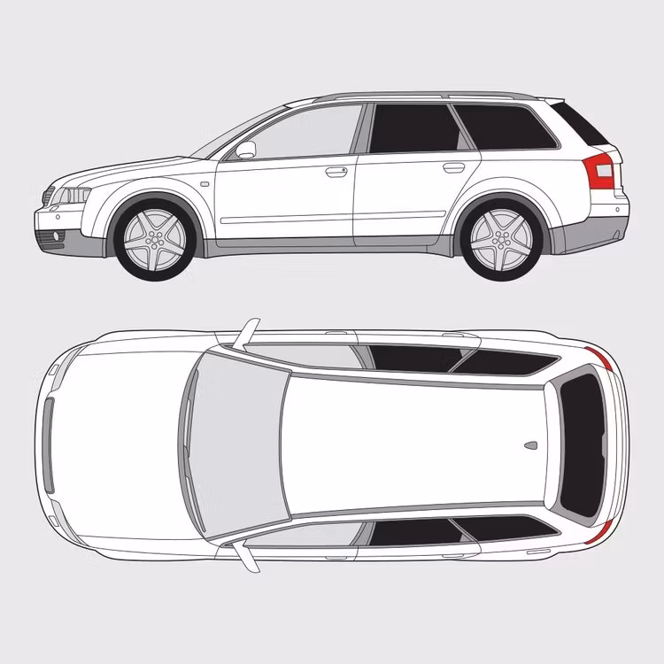 Färdigskuren solfilm till Audi A4 kombi | 2001-2004