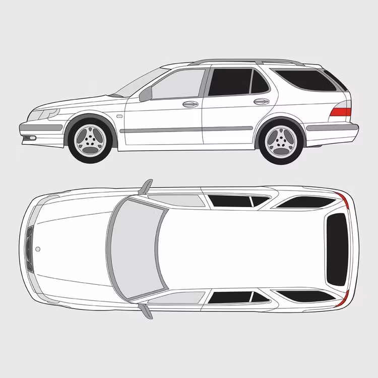 Färdigskuren solfilm till Saab 9-5 kombi | 1997-2006
