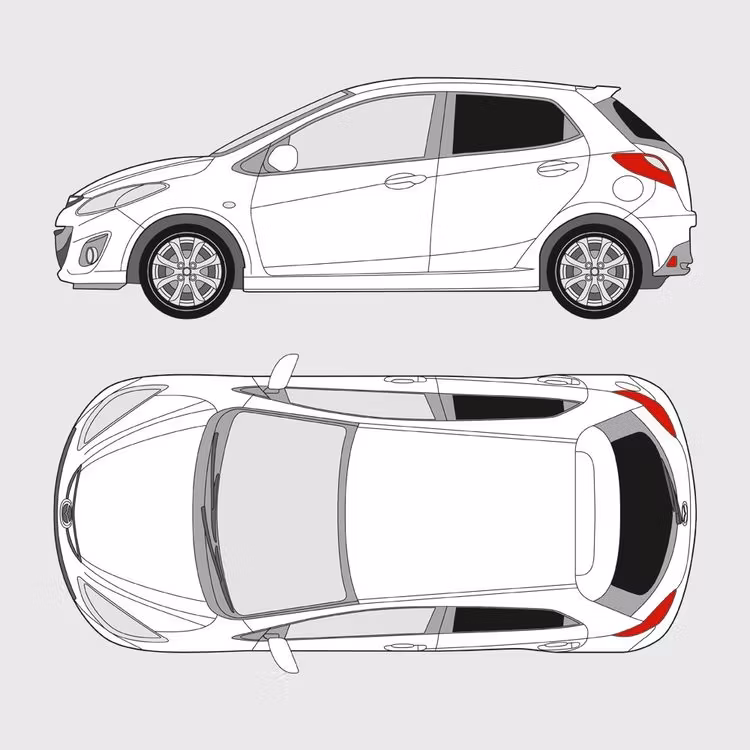 Färdigskuren solfilm till Mazda 2 5-dörrar | 2007-2014