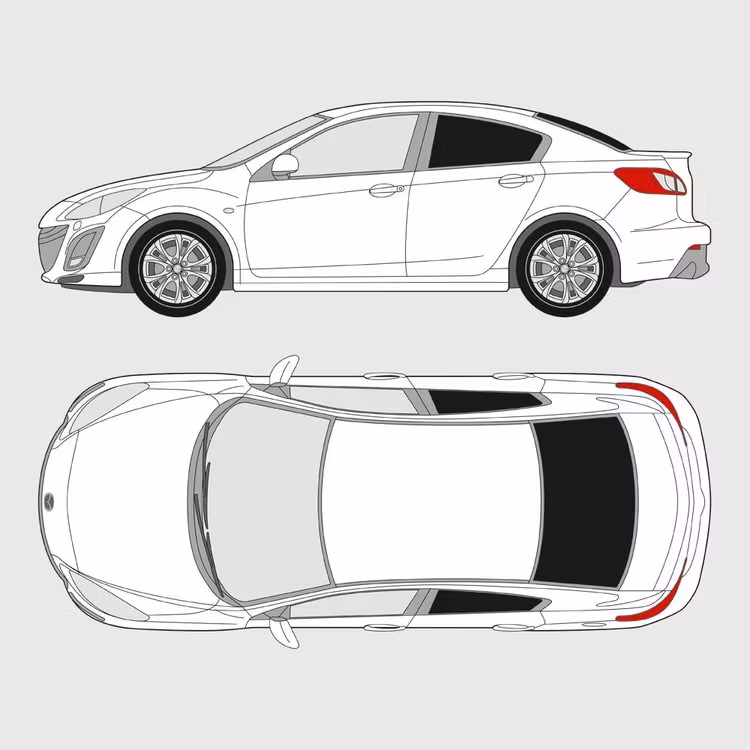 Färdigskuren solfilm till Mazda 3 Sedan | 2009-2013