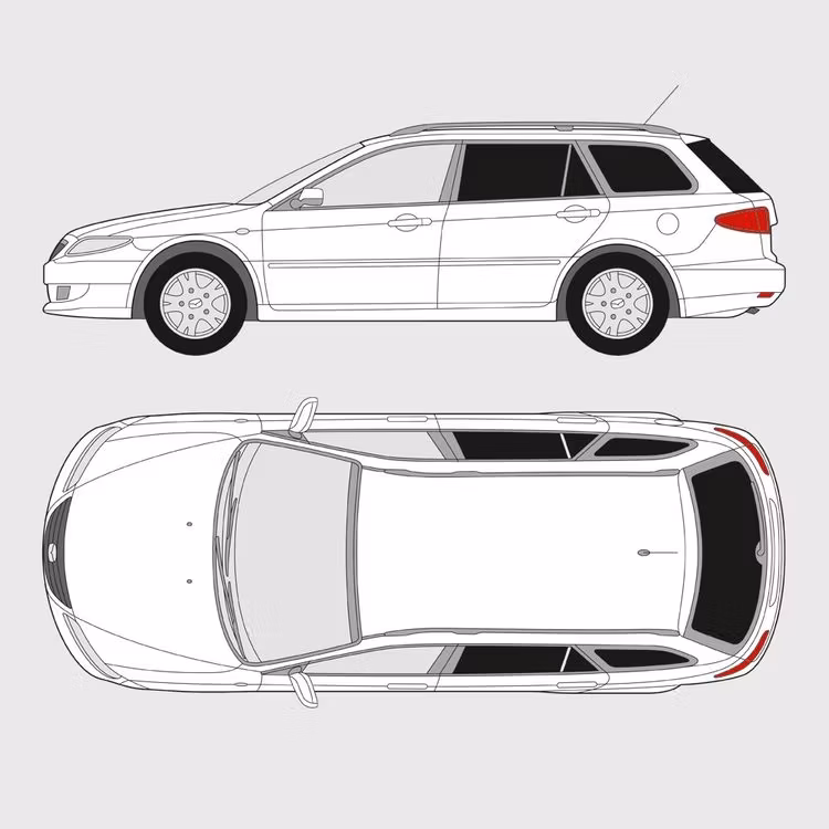 Färdigskuren solfilm till Mazda 6 kombi | 2002-2008