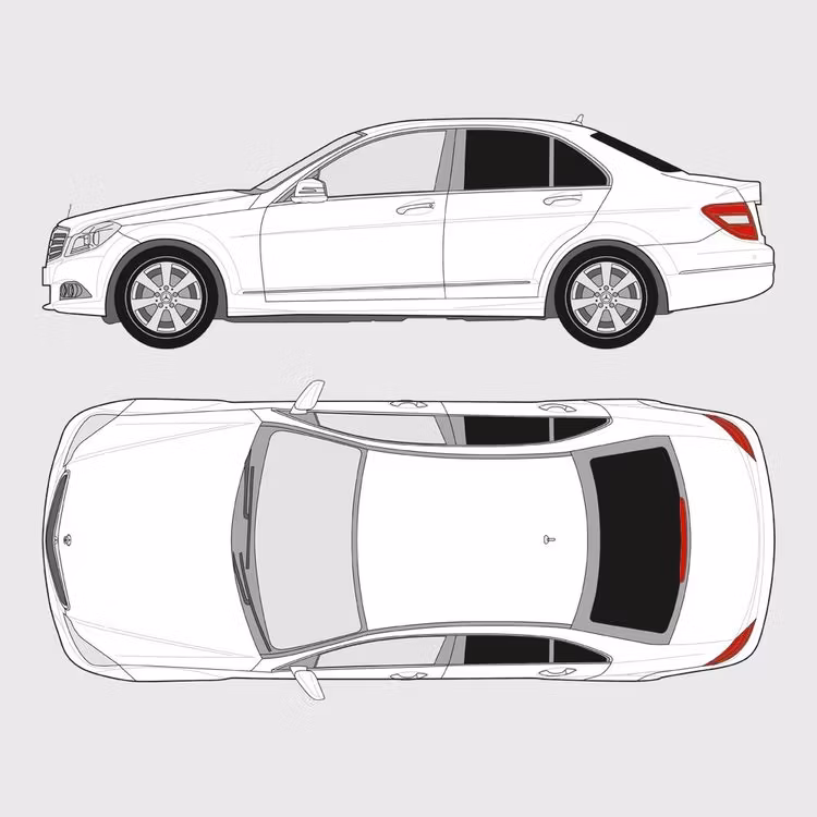 Färdigskuren solfilm till Mercedes C-Klass 4-dörrar | 2007-2014