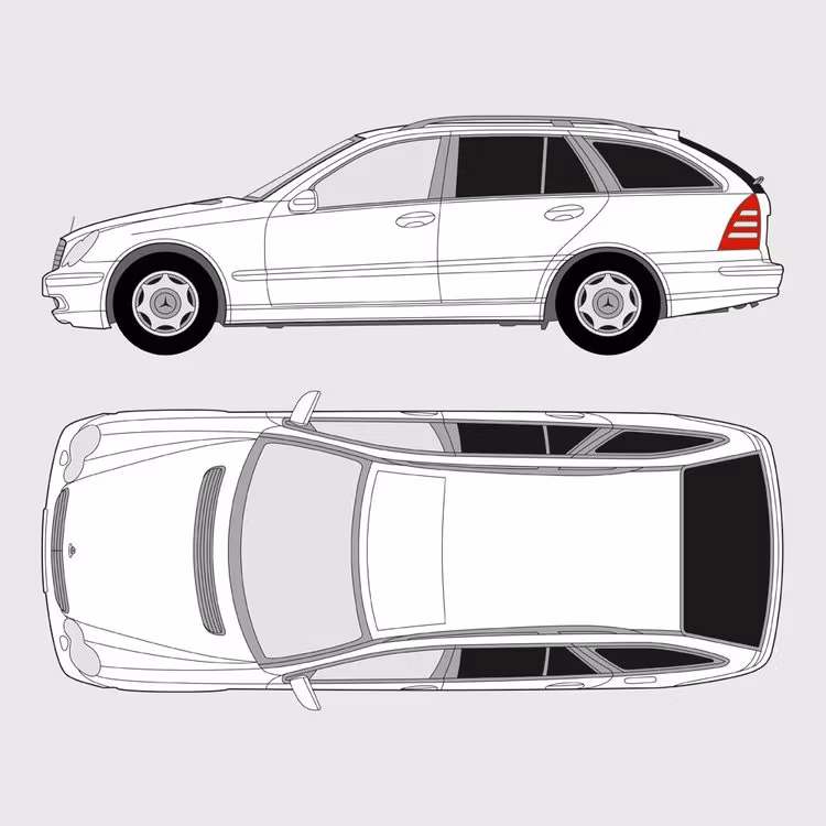 Färdigskuren solfilm till Mercedes C-Klass kombi | 2001-2007