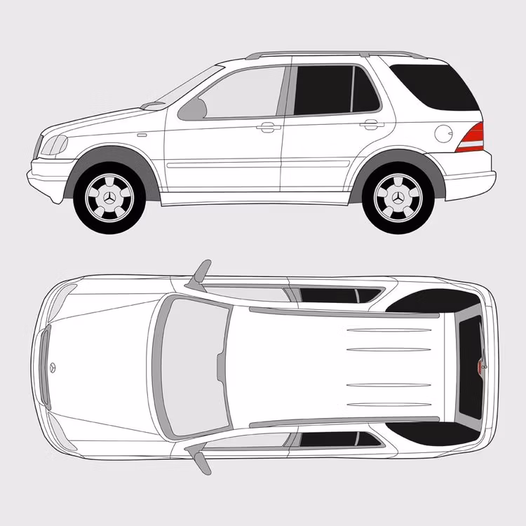 Färdigskuren solfilm till Mercedes M-Klass | 1997-2005