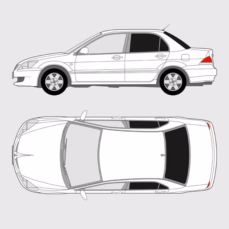 Färdigskuren solfilm till Mitsubishi Lancer 4-dörrar | 2003-2008