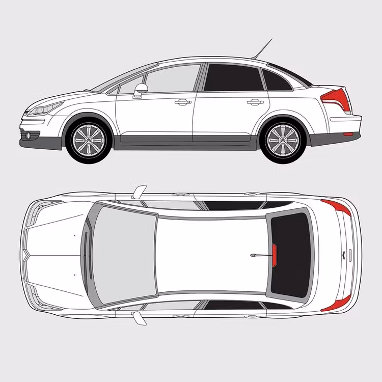 Färdigskuren solfilm till Citroën C4 4-dörrar | 2007-2012