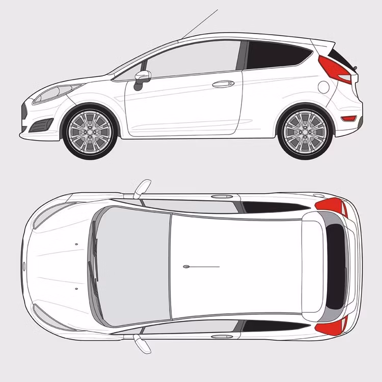 Färdigskuren solfilm till Ford Fiesta 3-dörrar | 2008-2017