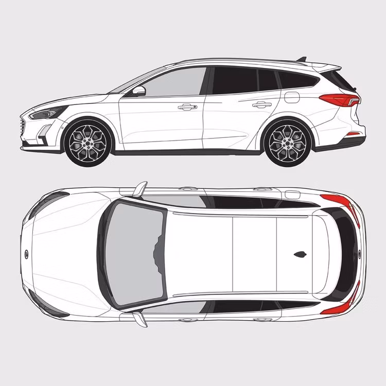 Färdigskuren solfilm till Ford Focus kombi | 2019-