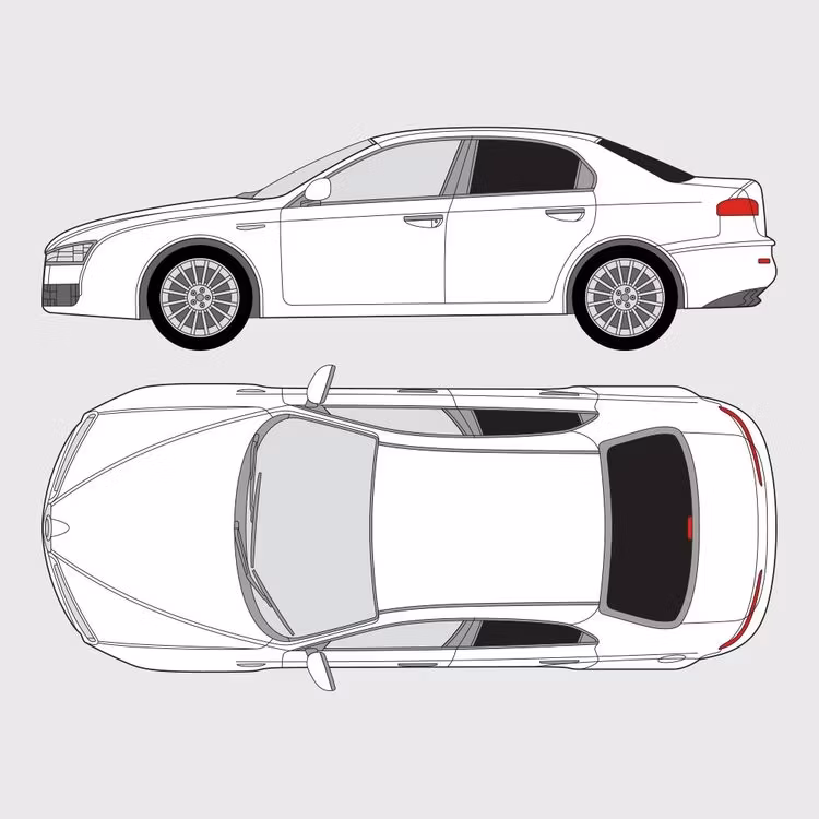 Färdigskuren solfilm till Alfa Romeo 159 4-dörrar 2004-2011