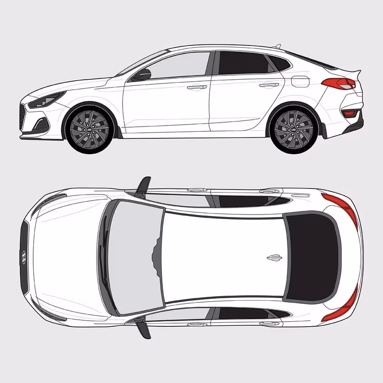 Färdigskuren solfilm till Hyundai i30 Fastback | 2018-