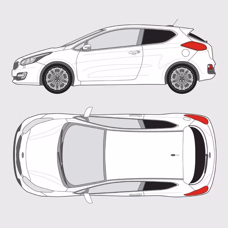 Färdigskuren solfilm till Kia Pro Ceed 3-dörrar | 2012-