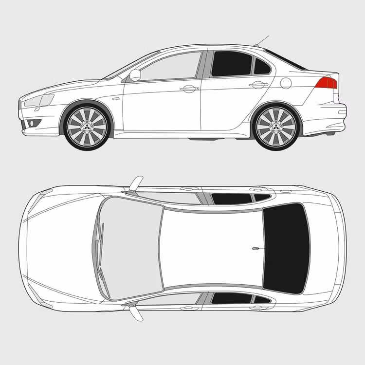 Färdigskuren solfilm till Mitsubishi Lancer 4-dörrar | 2008-