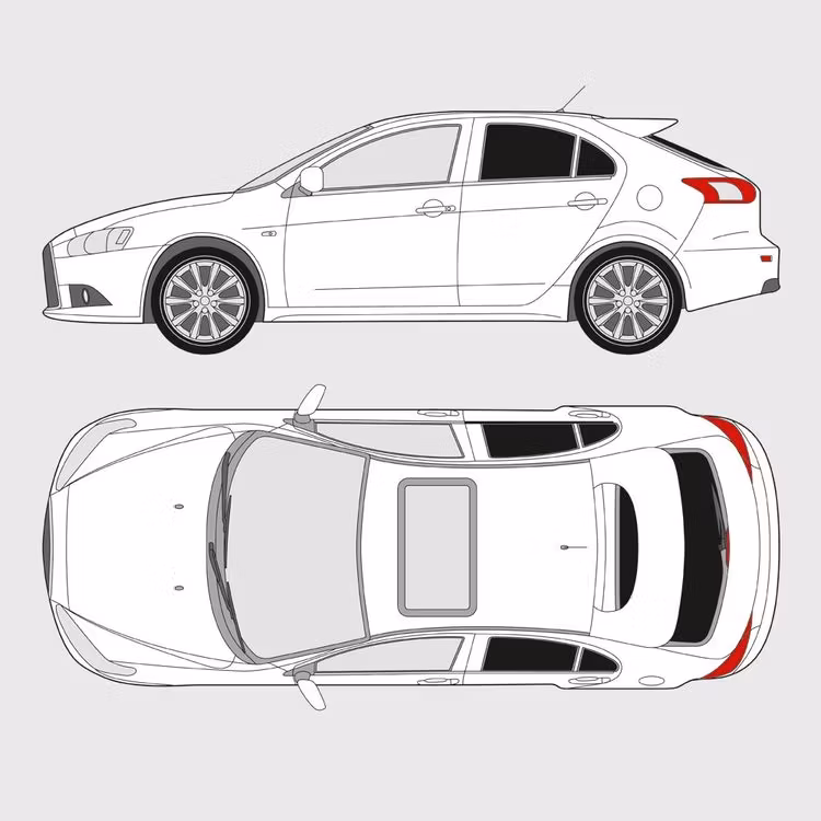 Färdigskuren solfilm till Mitsubishi Lancer Sportback | 2008-