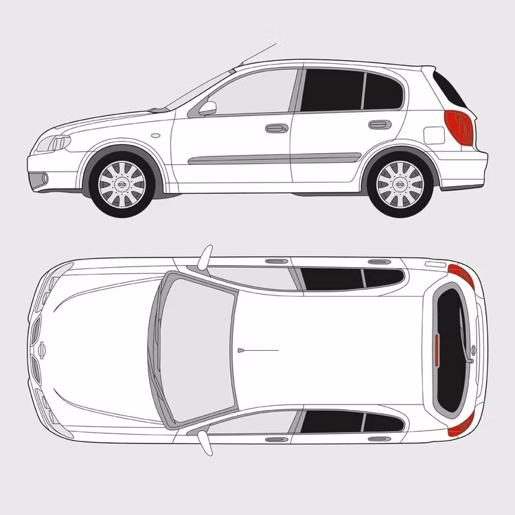Färdigskuren solfilm till Nissan Almera 5-dörrar | 2000-2006