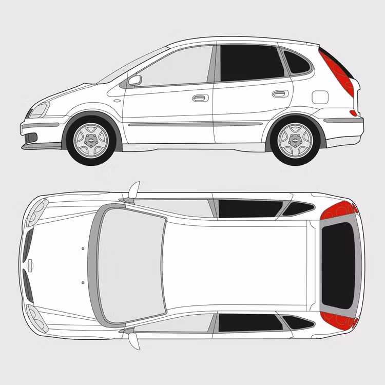 Färdigskuren solfilm till Nissan Almera Tino | 1999-2006