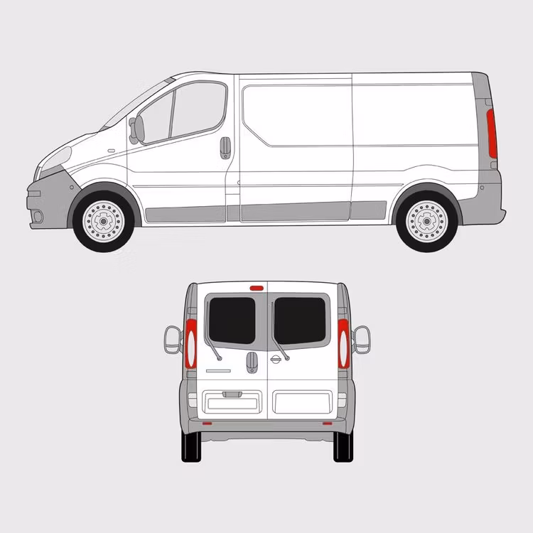 Färdigskuren solfilm till Nissan Primastar bakdörrar | 2001-2014