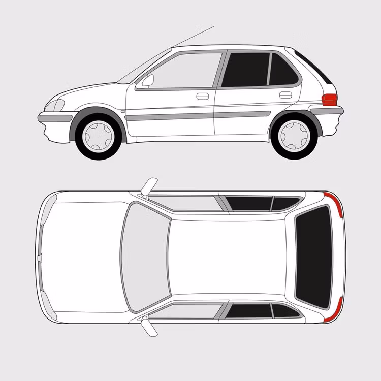Färdigskuren solfilm till Peugeot 106 5-dörrar | 1991-2003