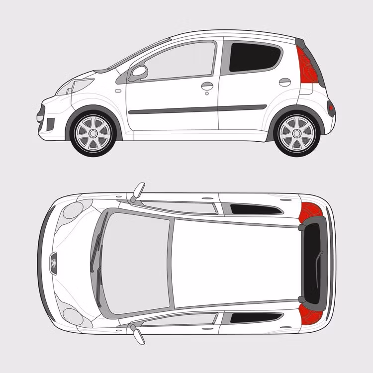 Färdigskuren solfilm till Peugeot 107 5-dörrar | 2005-2014