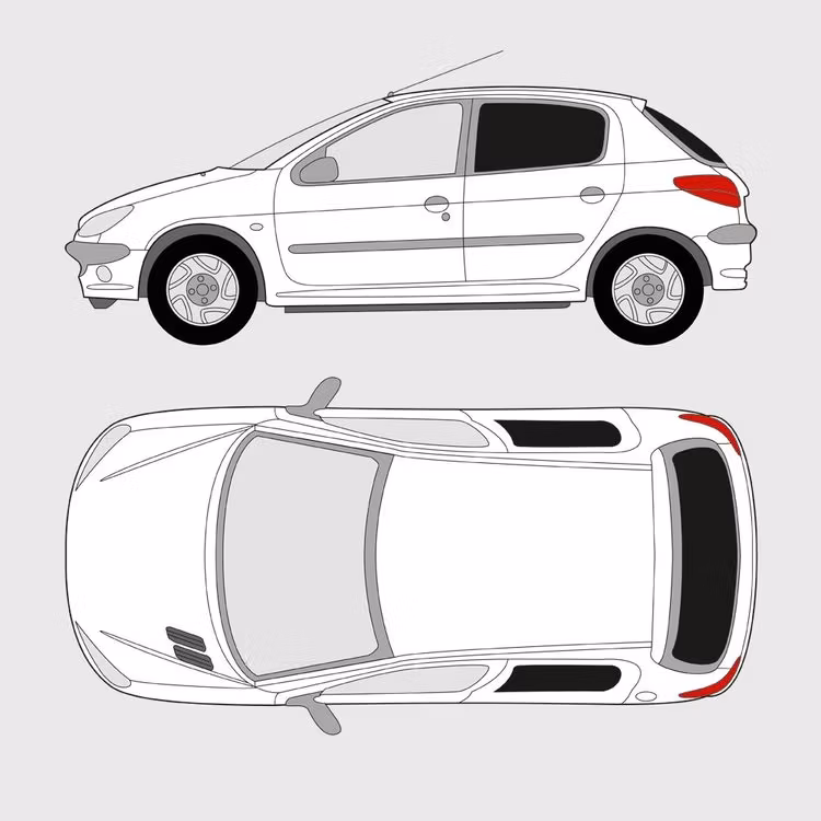 Färdigskuren solfilm till Peugeot 206 5-dörrar | 1998-2009