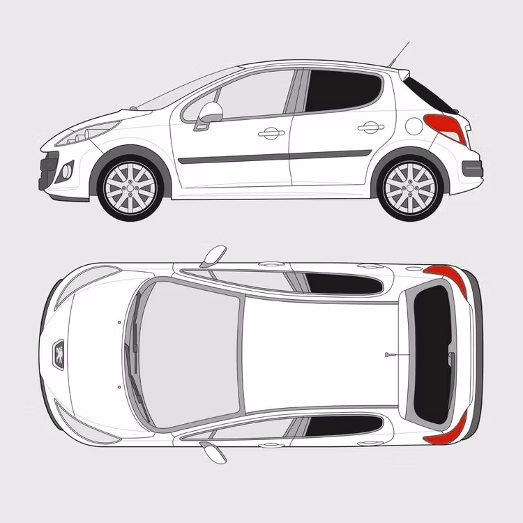 Färdigskuren solfilm till Peugeot 207 5-dörrar | 2006-2012