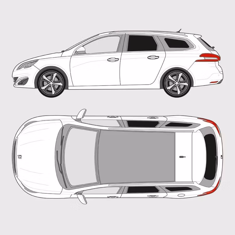 Färdigskuren solfilm till Peugeot 308 SW | 2014-