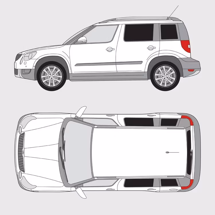 Färdigskuren solfilm till Skoda Yeti | 2009-