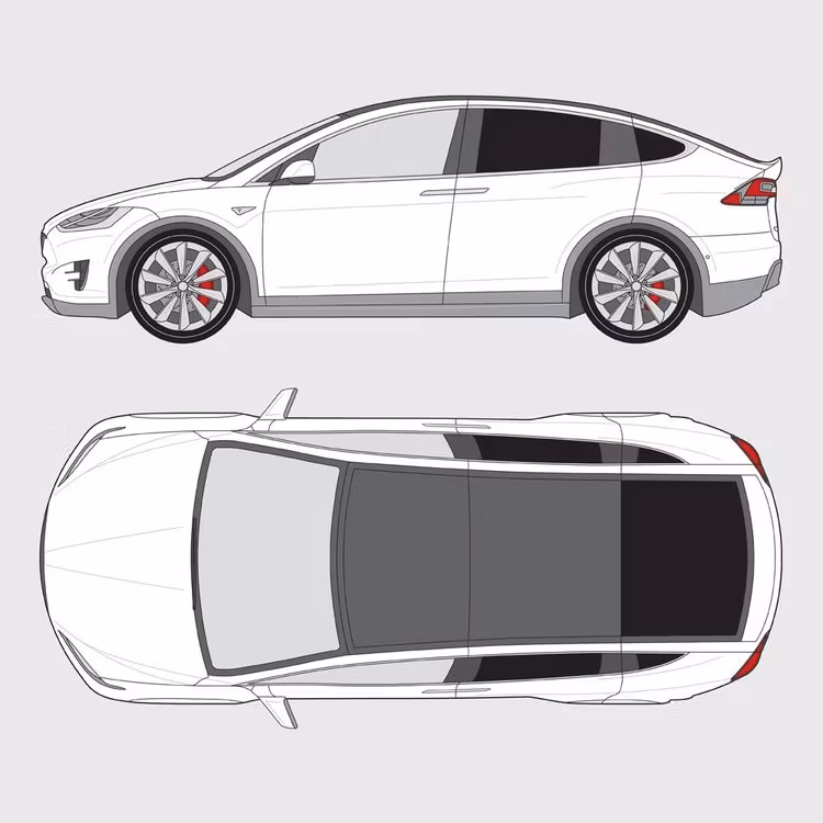 Färdigskuren solfilm till Tesla Model X | 2016-