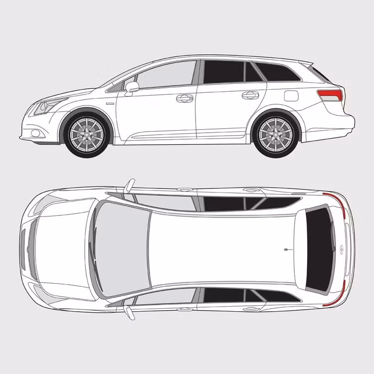 Färdigskuren solfilm till Toyota Avensis kombi | 2009-2017