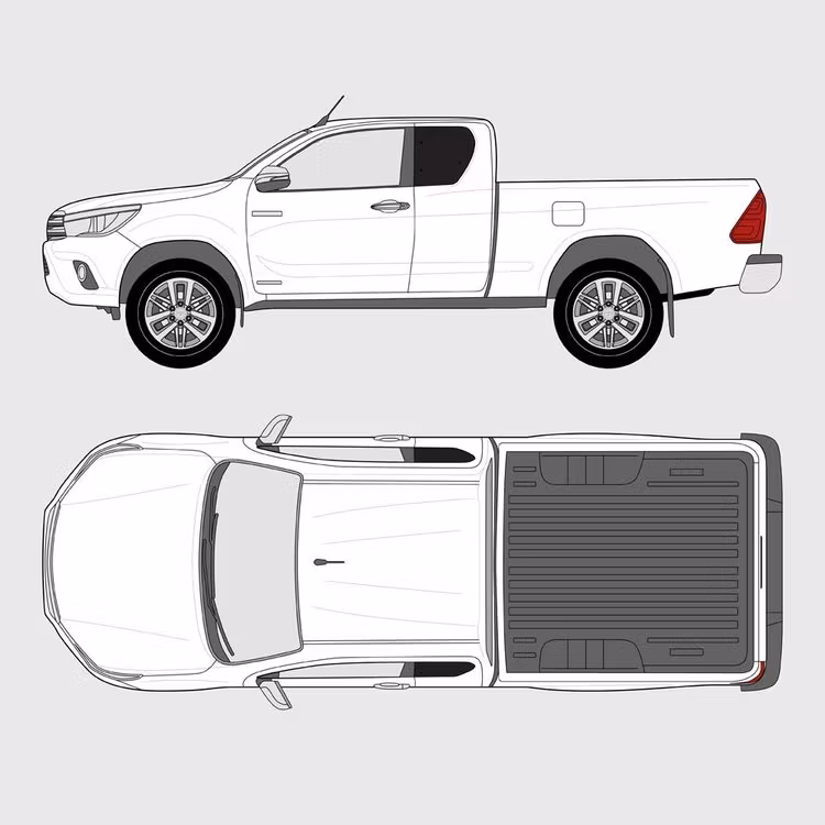 Färdigskuren solfilm till Toyota Hilux Extra Cab 2015-