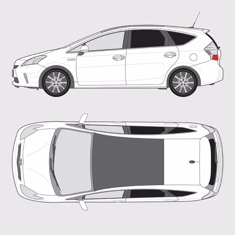 Färdigskuren solfilm till Toyota Prius+ | 2012-2021