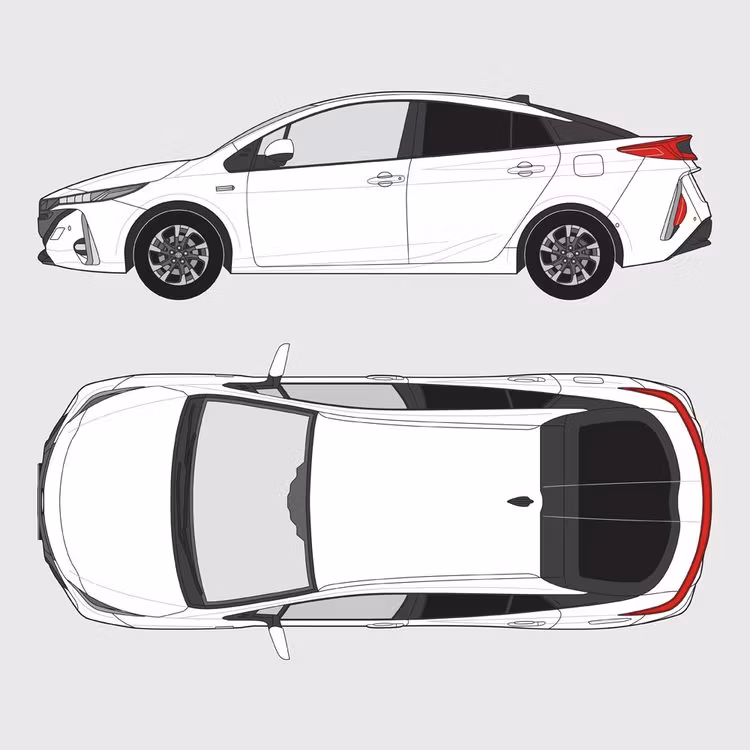 Färdigskuren solfilm till Toyota Prius Plug-in-Hybrid | 2018-