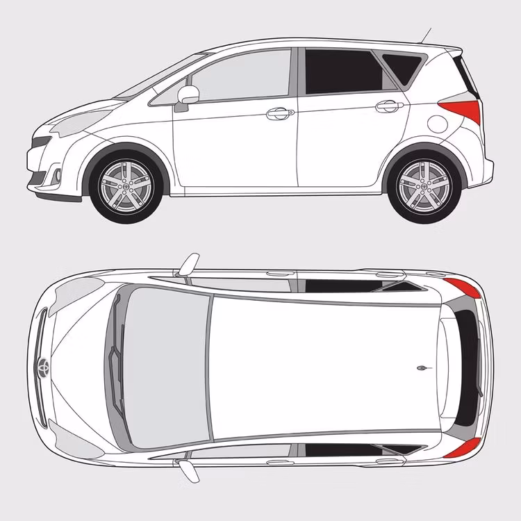 Färdigskuren solfilm till Toyota Verso S | 2009-2018