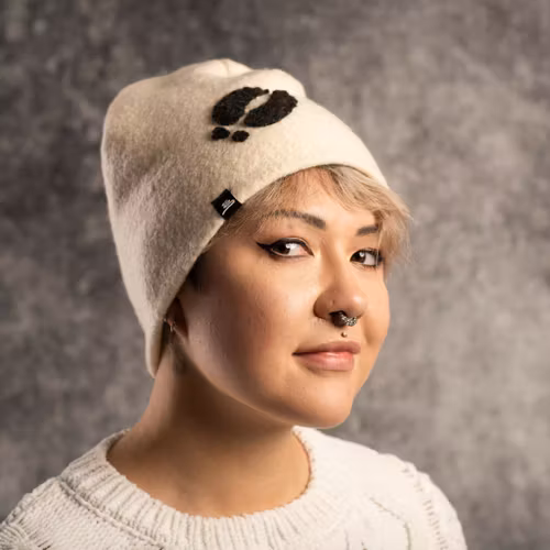 Ullmössa vit, mörkgrått renspår