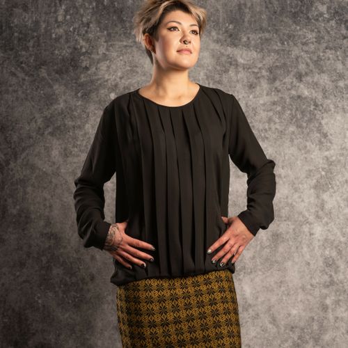 Ullkjol, gul/svartmönstrad