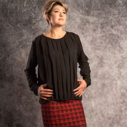 Ullkjol, röd/svartmönstrad