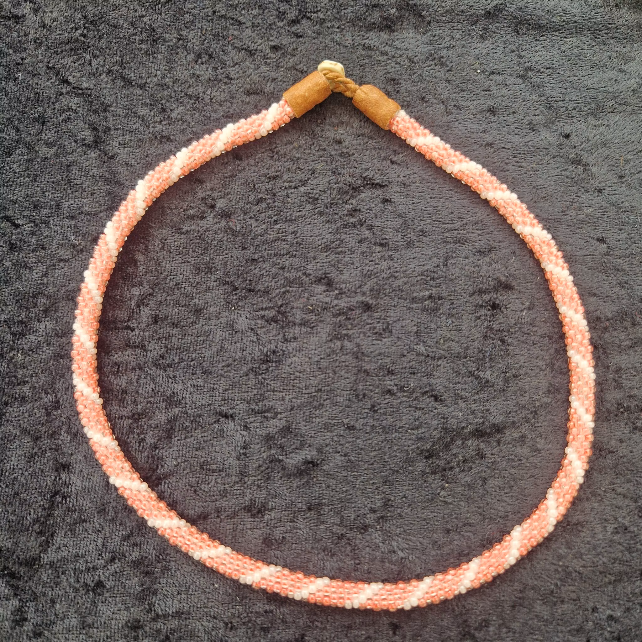 Pärlhalsband 44 cm - rosa vit