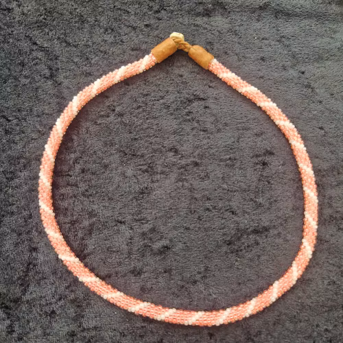 Pärlhalsband 44 cm - rosa vit