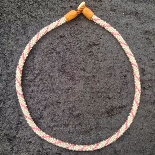 Pärlhalsband 44,5 cm - silver och rosa