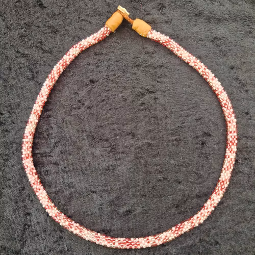 Pärlhalsband 44,5 cm - rosamelerad