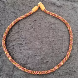 Pärlhalsband 44,5 cm - brun och koppar