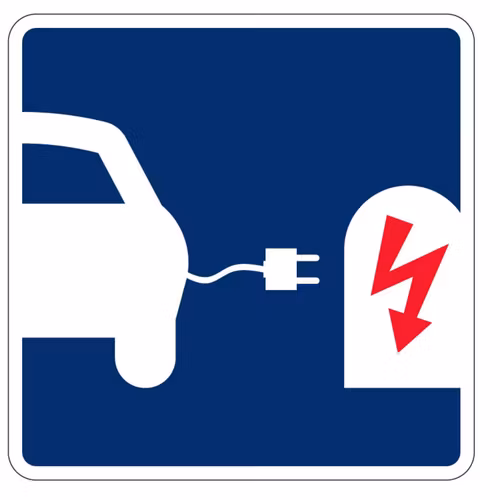 Elbilsladdning Skylt. Skylt - Laddplats för vägg
