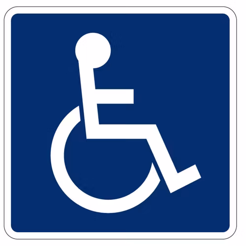 T7 Rörelsehindrade skylt. För montage på fasader