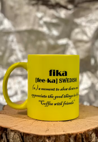 Gul neon mugg/Fika
