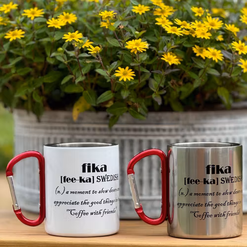 FIKA Mugg – Silver eller Vit (Rostfritt Stål)